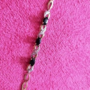 💎 10k Yellow Gold Black Sapphire Bracelet 6.5"